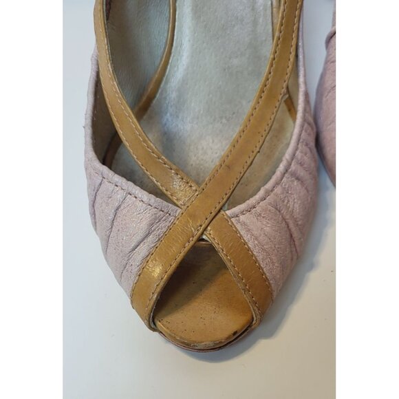 Miss Sixty Peep Toe Slip On Leather Heels Size 9 - Picture 6 of 7